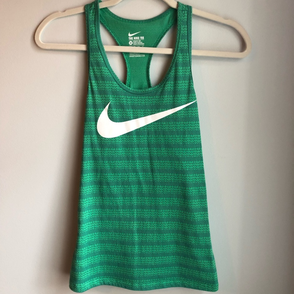 Nike Dri Fit The Nike Tee Racerback Green and Navy Tank Top Size XS